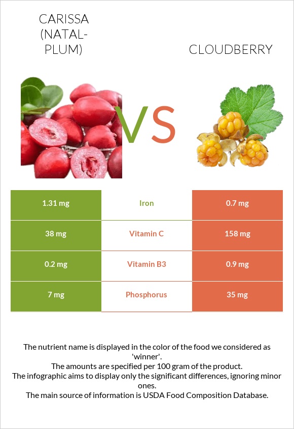 Carissa (natal-plum) vs Cloudberry infographic