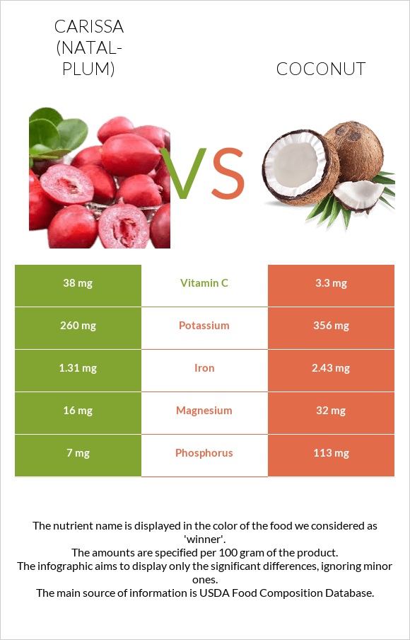 Carissa (natal-plum) vs Coconut infographic