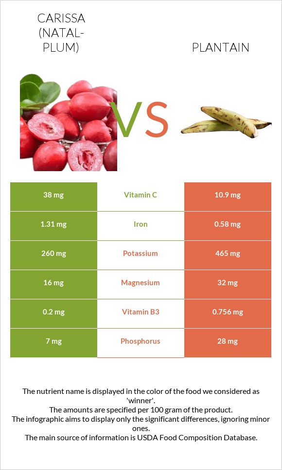 Carissa (natal-plum) vs Plantain infographic