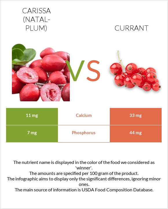 Carissa (natal-plum) vs Currant infographic