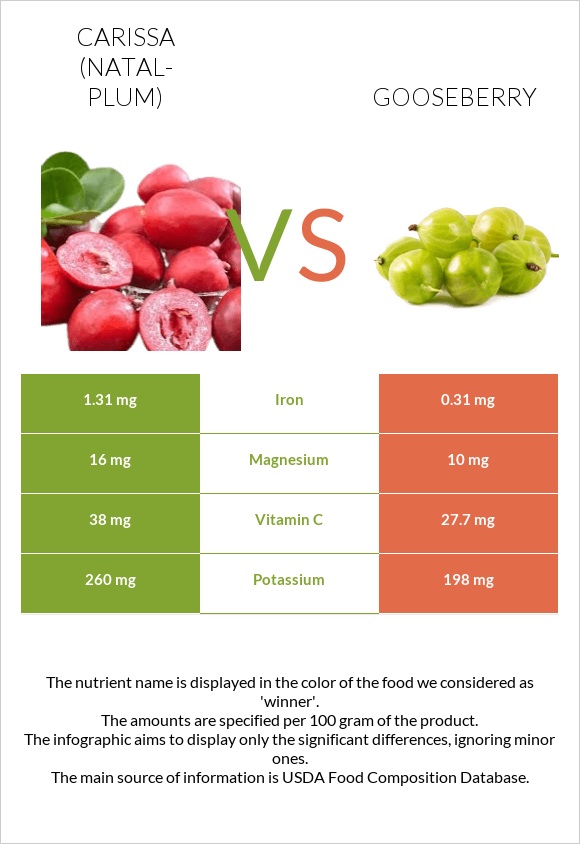 Carissa (natal-plum) vs Gooseberry infographic