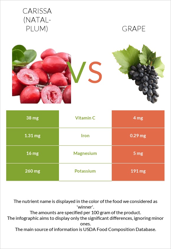 Carissa (natal-plum) vs Grape infographic