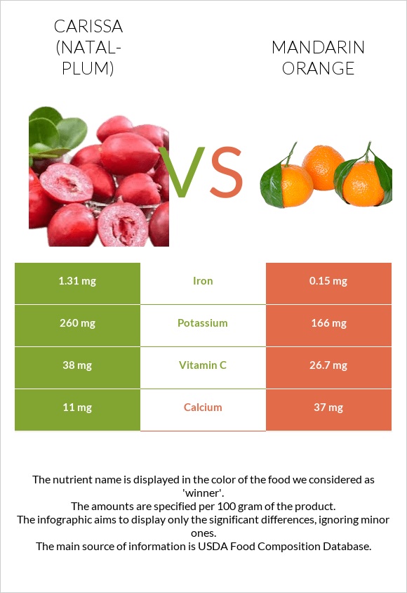 Carissa (natal-plum) vs Mandarin orange infographic