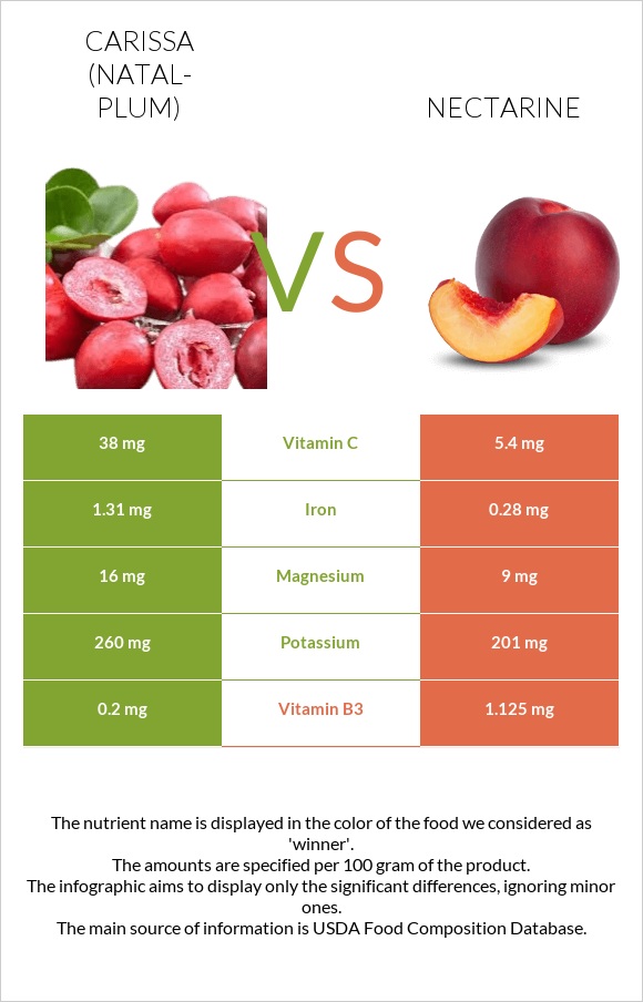 Carissa (natal-plum) vs Nectarine infographic