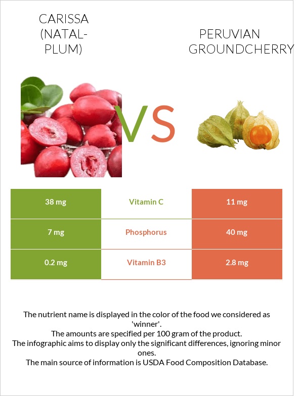 Carissa (natal-plum) vs Peruvian groundcherry infographic