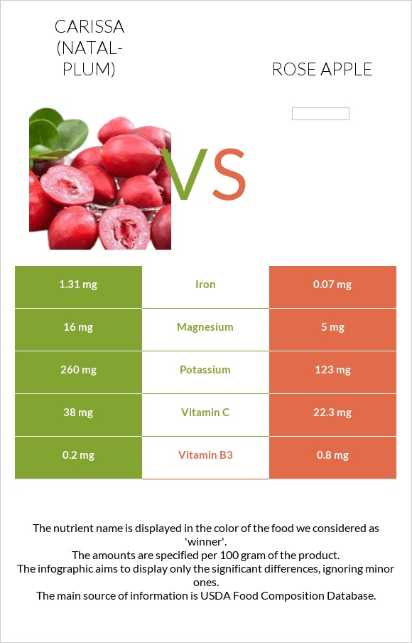 Carissa (natal-plum) vs Rose apple infographic