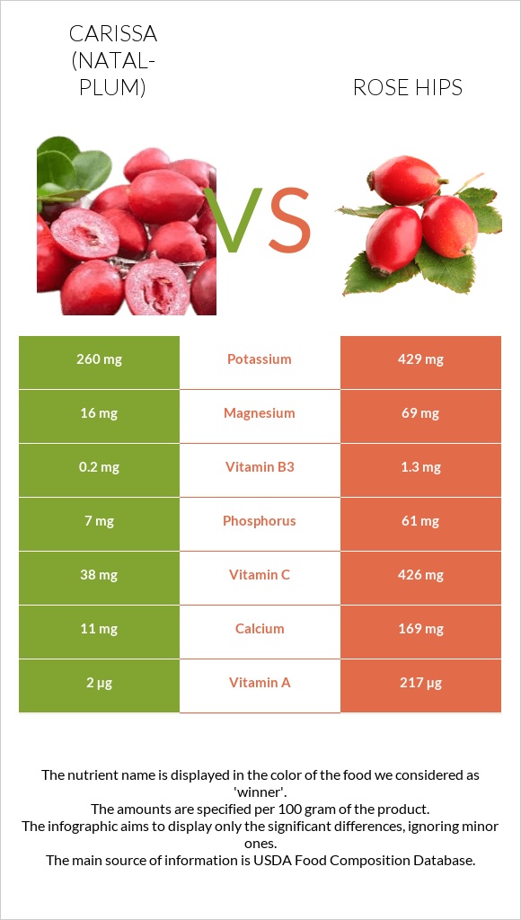 Carissa (natal-plum) vs Rose hips infographic