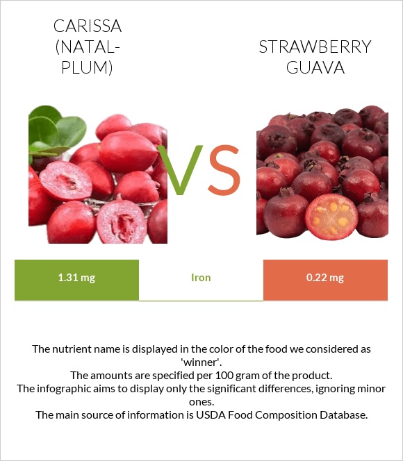 Carissa (natal-plum) vs Strawberry guava infographic