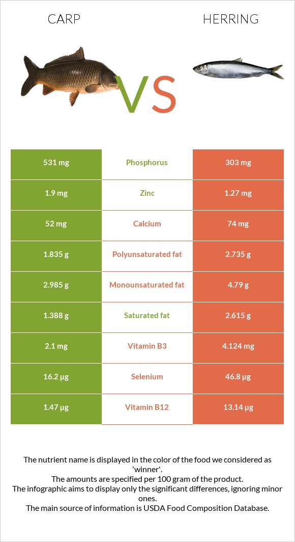 Carp vs Herring infographic