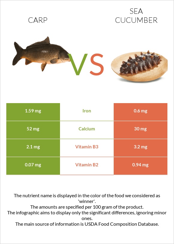 Carp vs Sea cucumber infographic