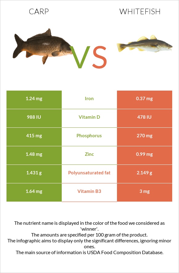 Carp vs Whitefish infographic