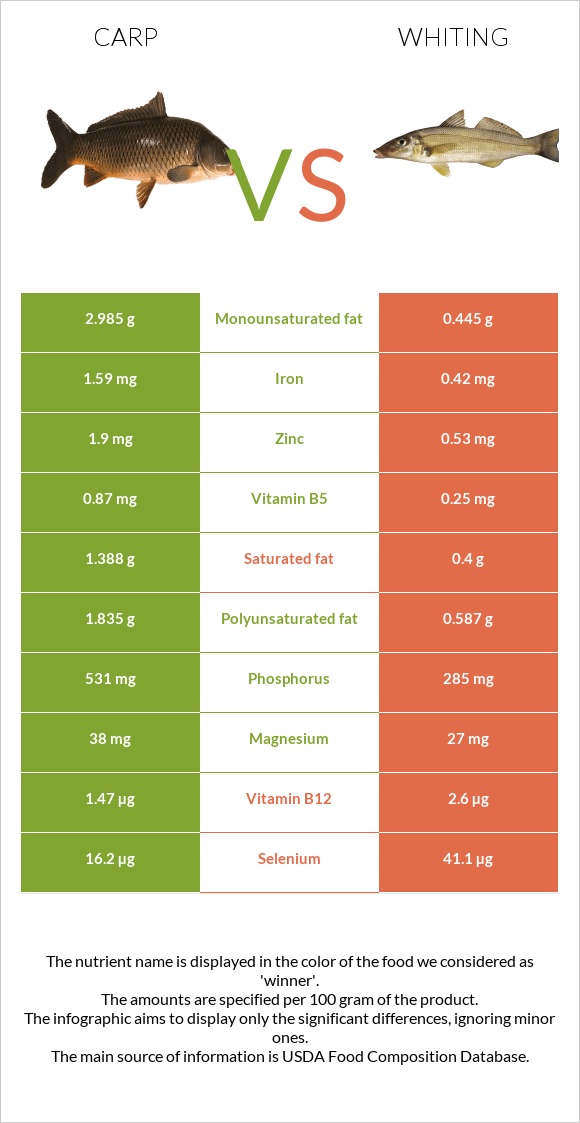 Carp vs Whiting infographic