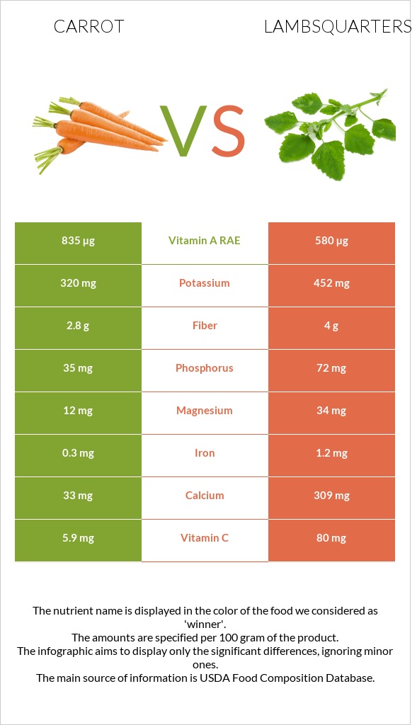 Carrot vs Lambsquarters infographic