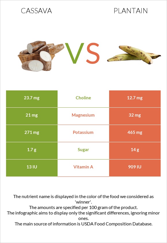 Cassava vs Plantain infographic