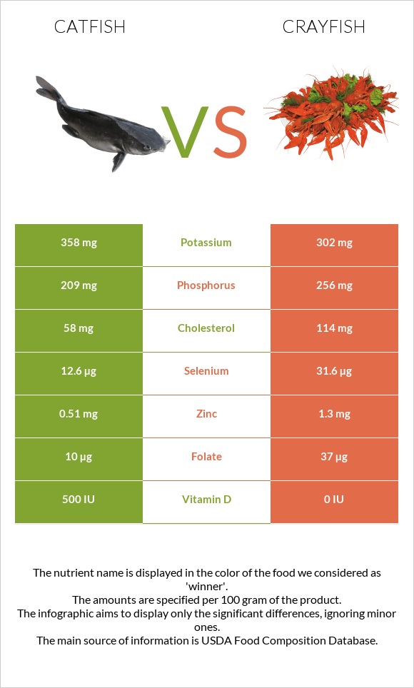 Catfish vs Crayfish infographic