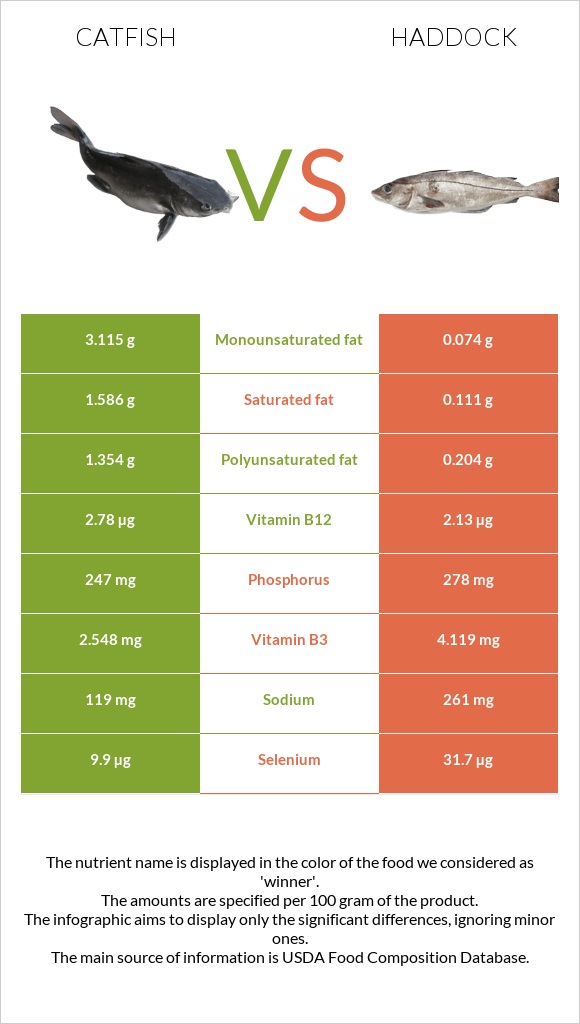 Catfish vs Haddock infographic