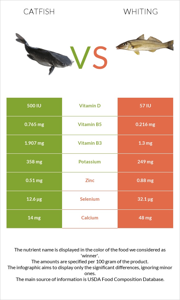 Catfish vs Whiting infographic