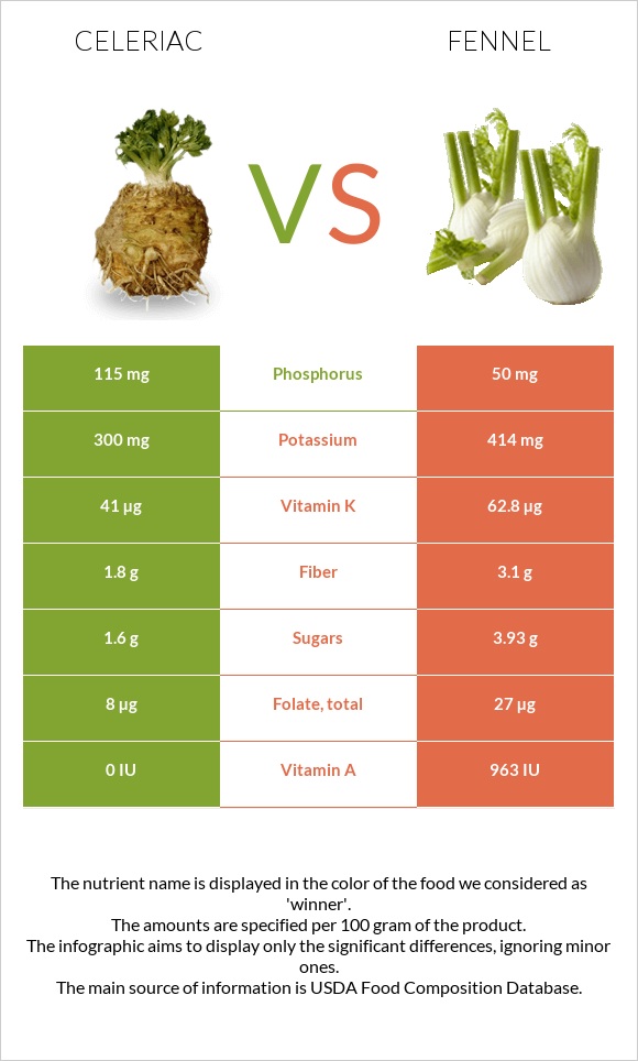 Celeriac vs Fennel infographic