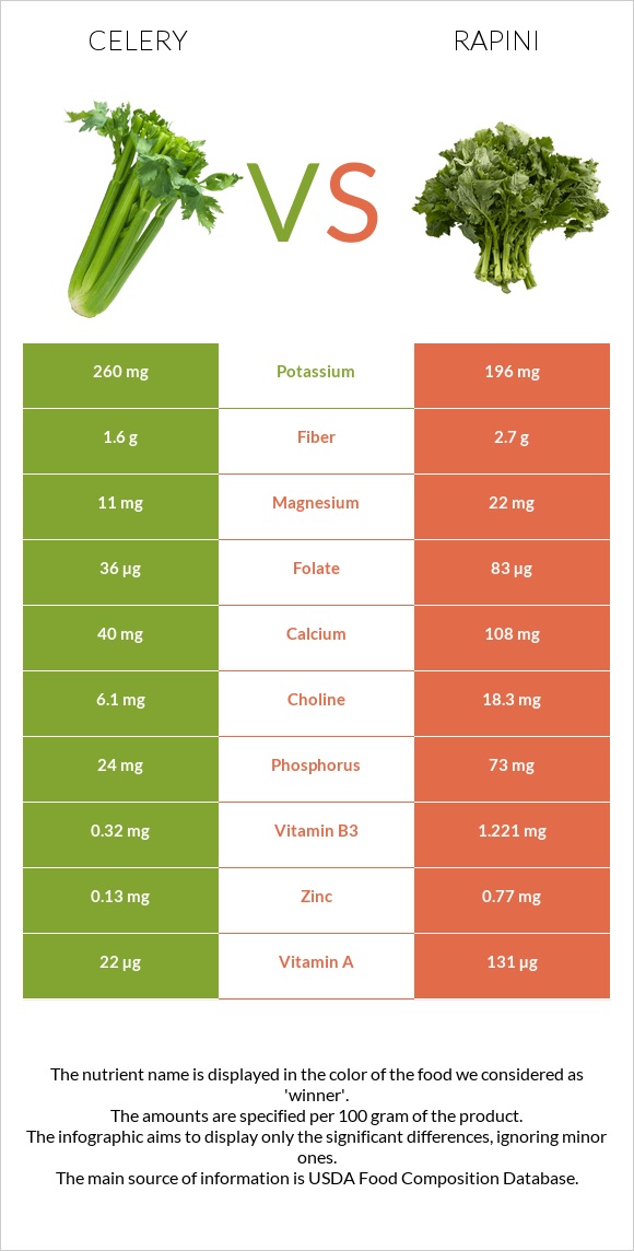 Celery vs Rapini infographic
