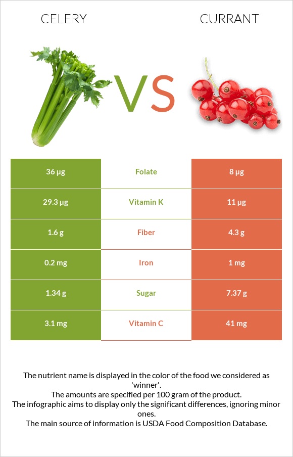 Celery vs Currant infographic