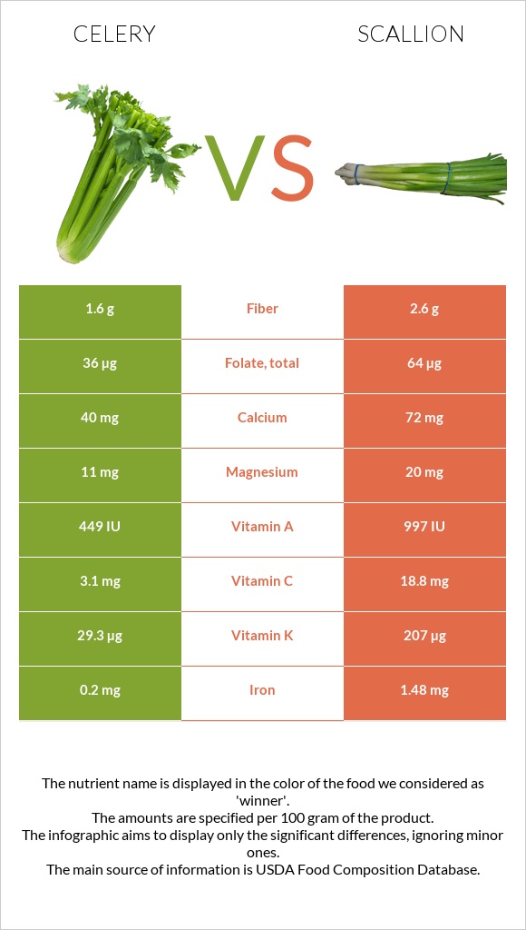 Celery vs Scallion infographic