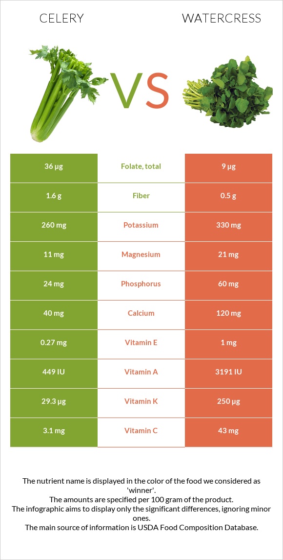 Celery vs Watercress infographic