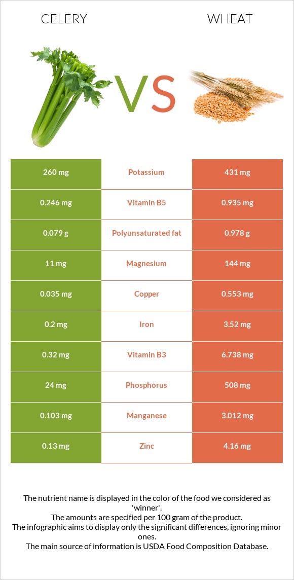 Celery vs Wheat infographic
