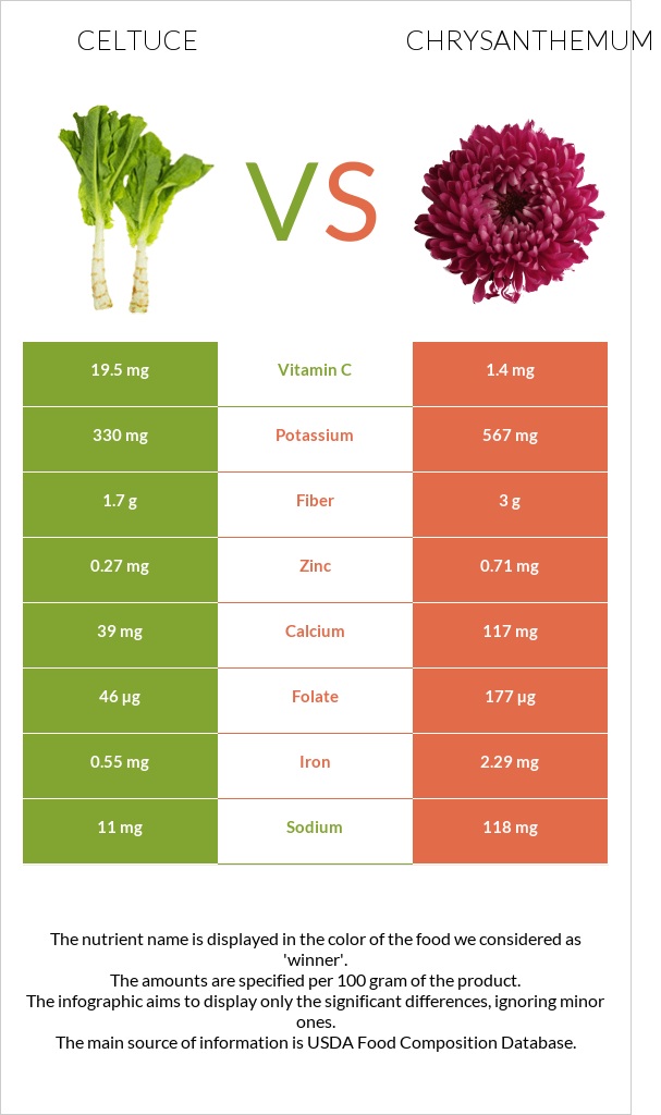 Celtuce vs Chrysanthemum infographic