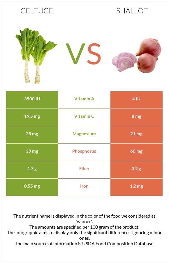 Celtuce vs Սոխ-շալոտ infographic