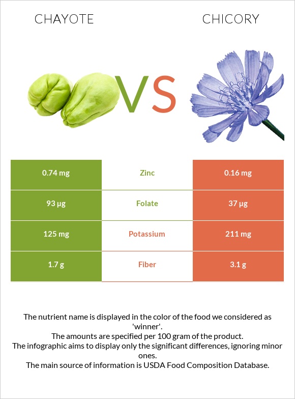 Chayote vs Chicory infographic