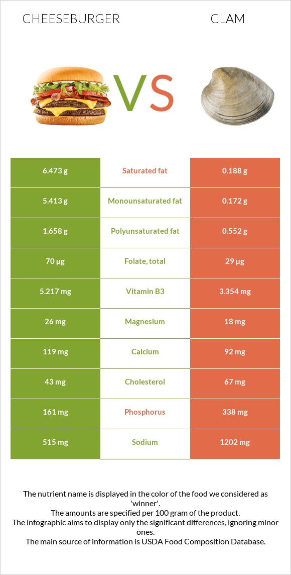 Չիզբուրգեր vs Կակղամորթ infographic