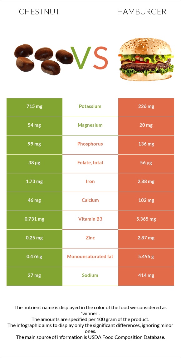 Chestnut vs Hamburger infographic