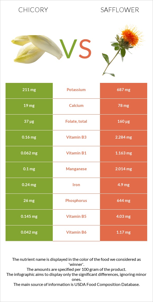 Chicory vs Safflower infographic