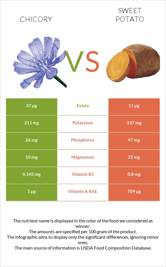 Chicory vs Sweet potato infographic