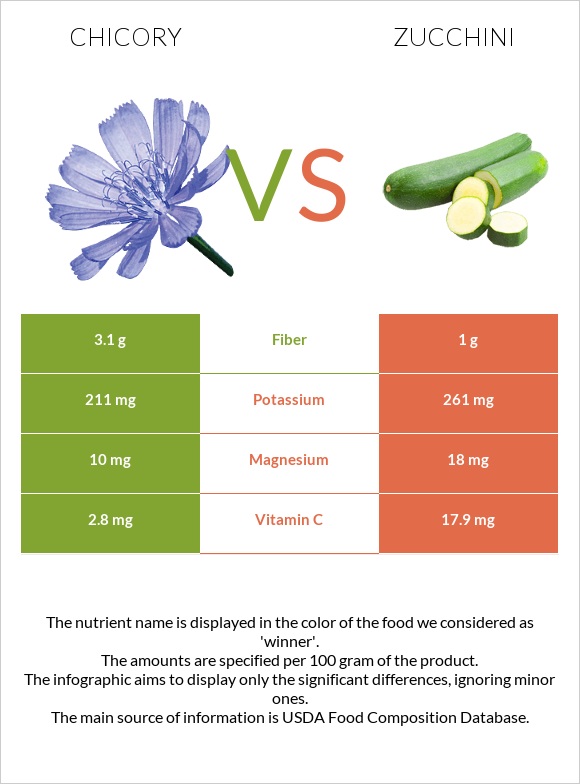 Chicory vs Zucchini infographic