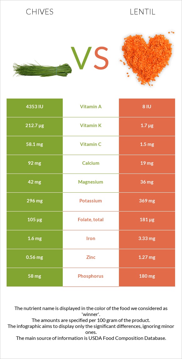 Chives vs Lentil infographic