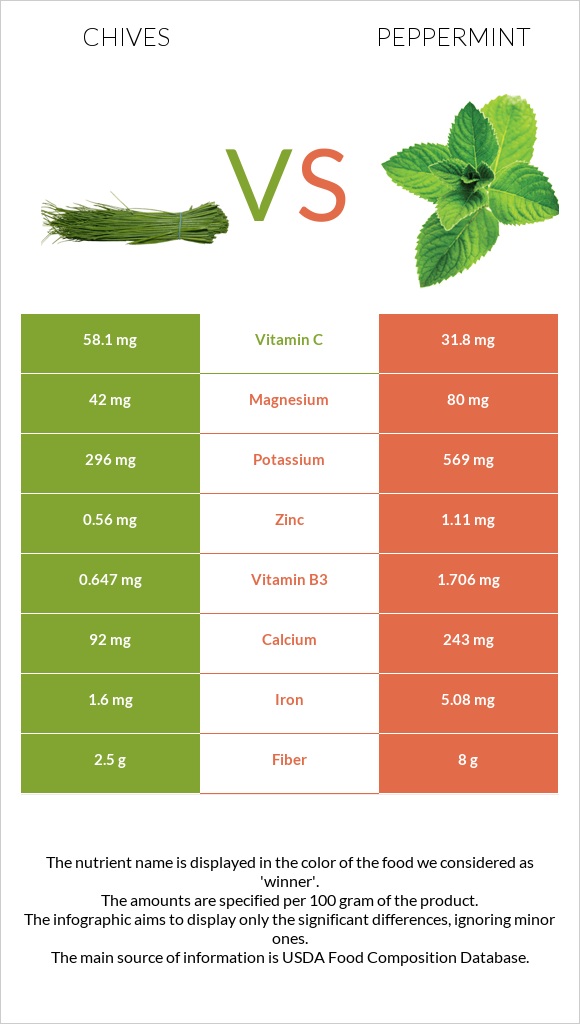 Մանր սոխ vs Անանուխ infographic