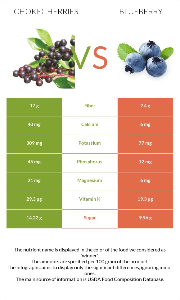 Chokecherries vs Blueberry infographic