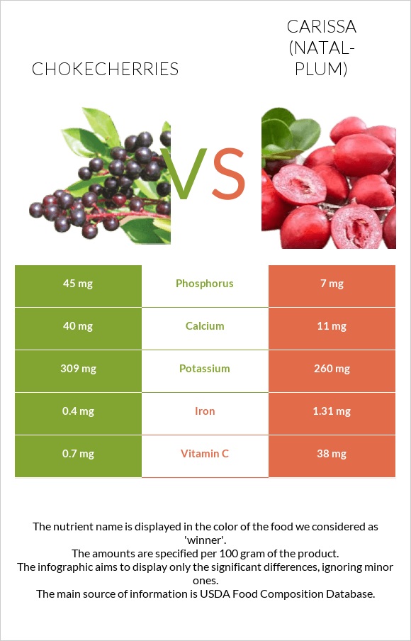 Chokecherries vs Carissa (natal-plum) infographic