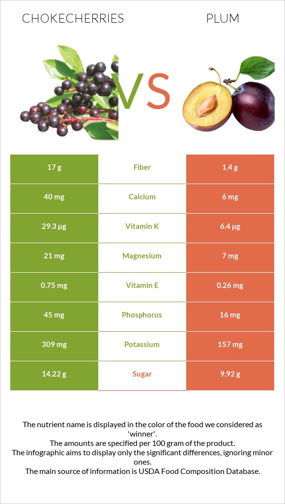 Chokecherries vs Սալոր infographic