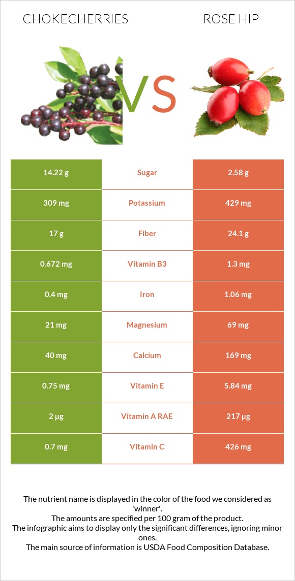 Chokecherries vs Մասուրի պտուղներ infographic