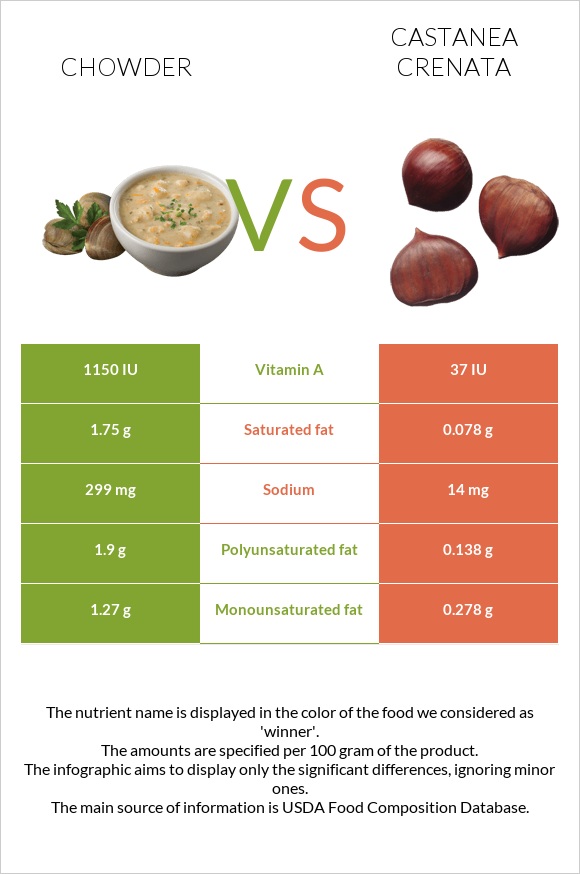 Chowder vs Castanea crenata infographic