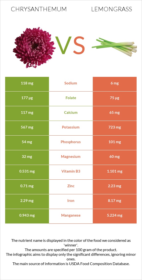 Քրիզանթեմ vs Lemongrass infographic