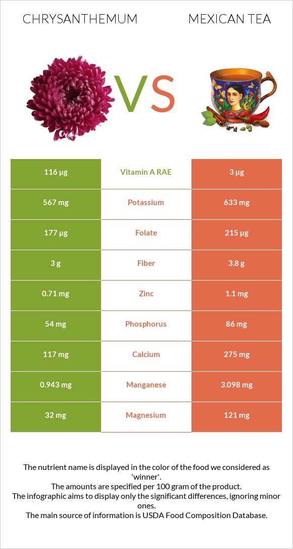 Chrysanthemum vs Mexican tea infographic