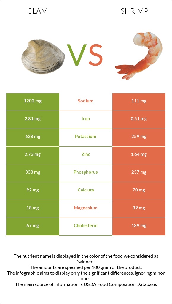 Clam vs Shrimp infographic