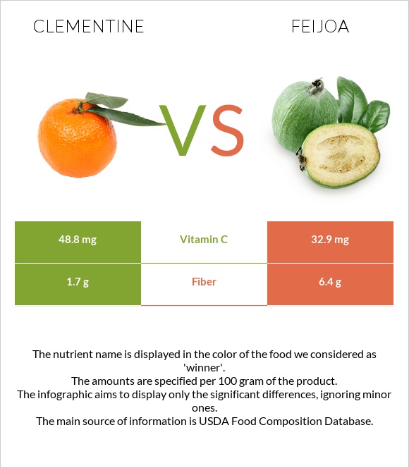 Clementine vs Feijoa infographic