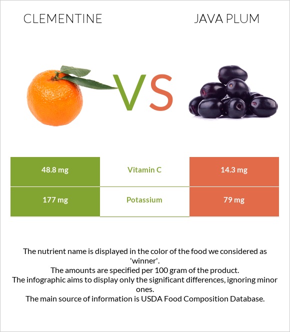Clementine vs Java plum infographic