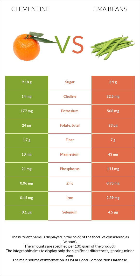 Clementine vs Lima bean infographic