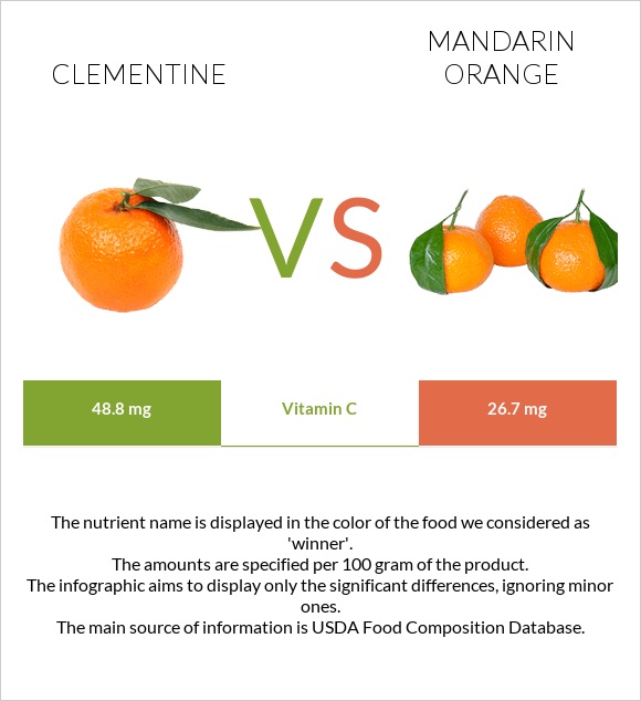 Clementine vs Mandarin orange infographic