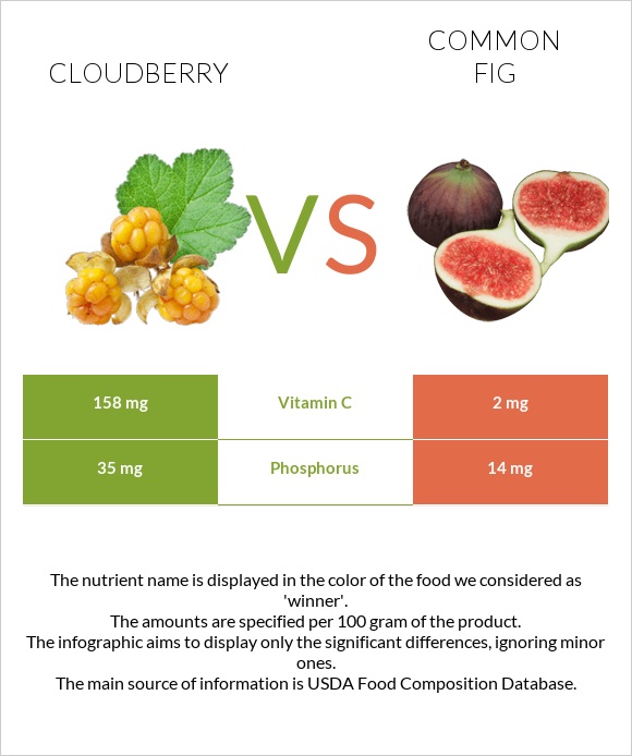 Cloudberry vs Common fig infographic